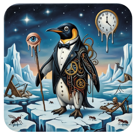 Penguin Surreal coaster design