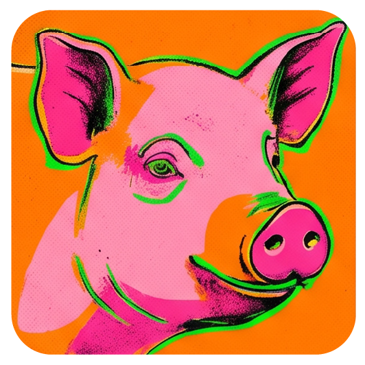 Warhol Pig 01 — Warhol-style pop art cork coaster