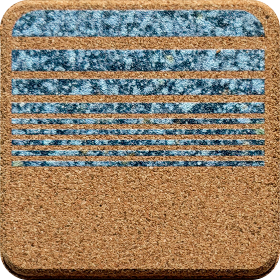 Green & Blue Splatter Lines 3 (Square) — designer art coaster on premium cork