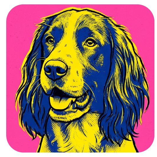 Warhol Spaniel 04 — Warhol-style pop art cork coaster