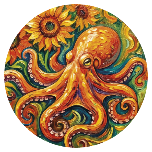 Van Gogh Octopus 02 — Van Gogh-style cork coaster