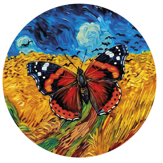 Van Gogh Butterfly 04 — Van Gogh-style cork coaster