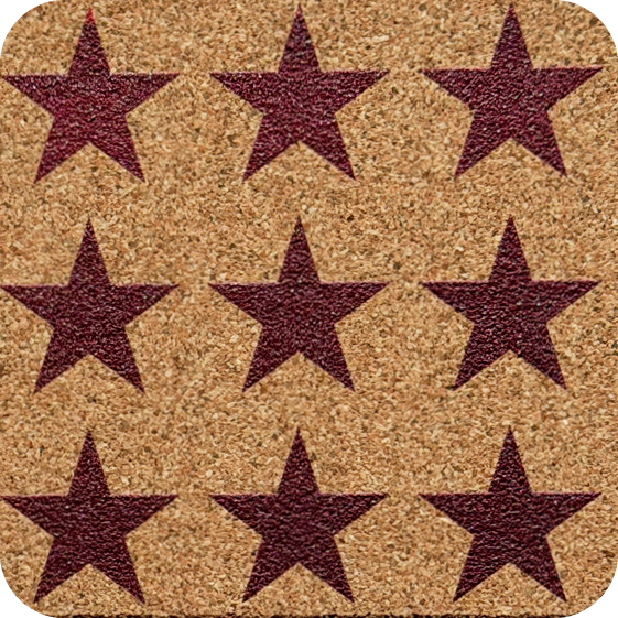 Crimson Wash Stars 2 (Square) — designer art coaster on premium cork