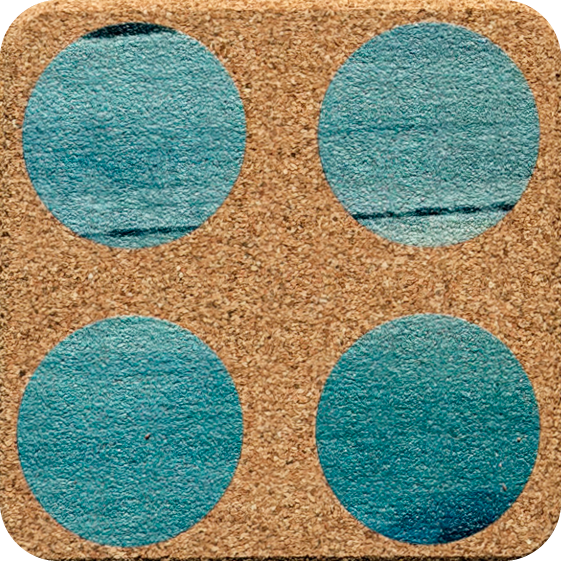Teal Wash Roundies 3 (Square) — designer art coaster on premium cork