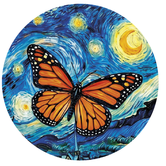 Van Gogh Butterfly 02 — Van Gogh-style cork coaster