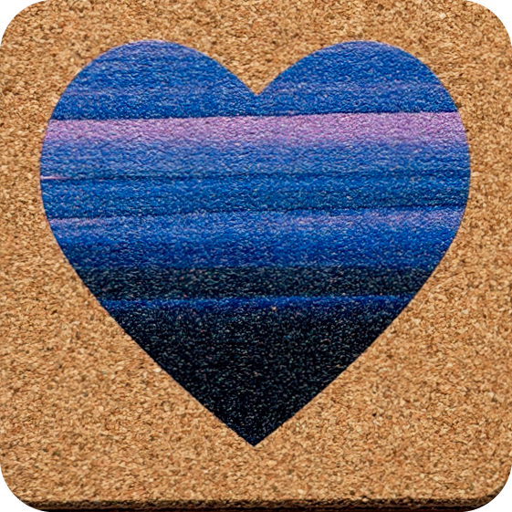 Purple Pallet Hearts 2 (Square) — designer art coaster on premium cork