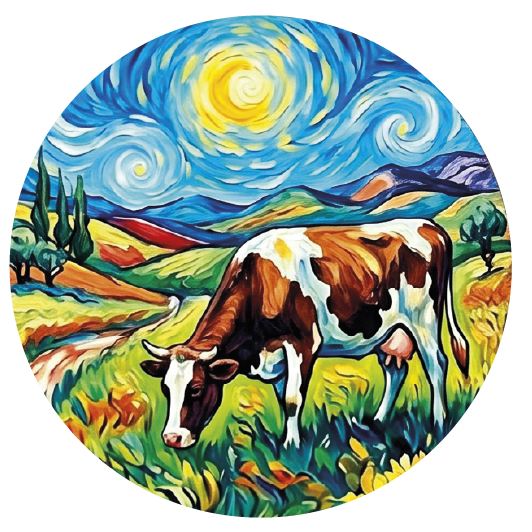 Van Gogh Cow 03 — Van Gogh-style cork coaster