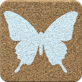 Butterfly Blue (Square) — scandi geometric cork coaster