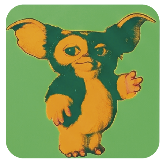 Warhol Gizmo 03 — Warhol-style pop art cork coaster