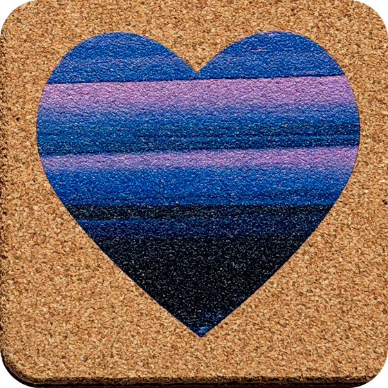 Purple Pallet Hearts 1 (Square) — designer art coaster on premium cork