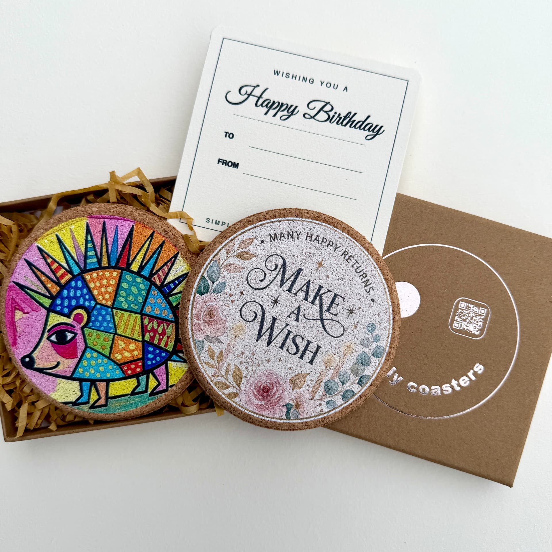 Birthday coaster gift box with card and add-on coaster 5
