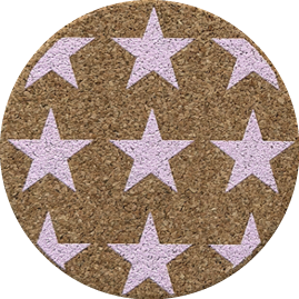 Stars Pink (Round) — scandi geometric cork coaster