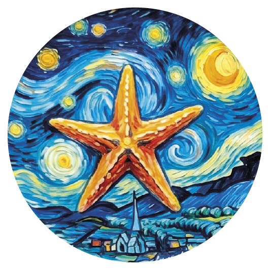 Van Gogh Starfish 01 — Van Gogh-style cork coaster