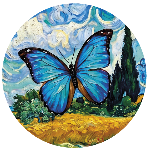 Van Gogh Butterfly 03 — Van Gogh-style cork coaster