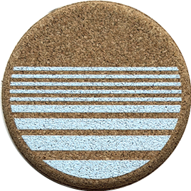 Lines Blue (Round) — scandi geometric cork coaster