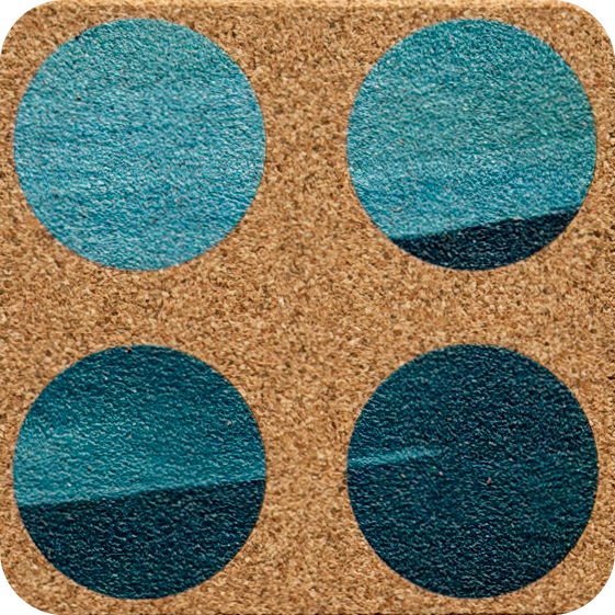 Teal Wash Roundies 1 (Square) — designer art coaster on premium cork