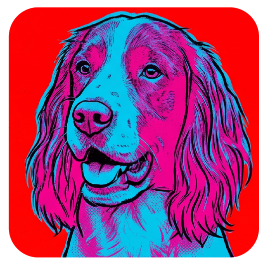 Warhol Spaniel 03 — Warhol-style pop art cork coaster