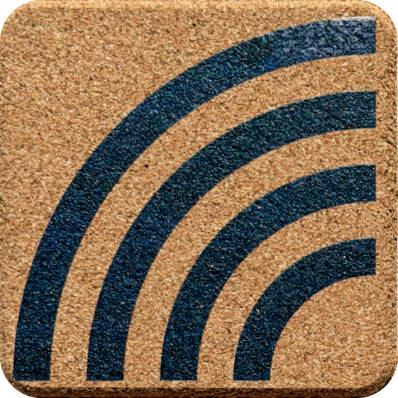 Blue Rainbows 3 (Square) — designer art coaster on premium cork