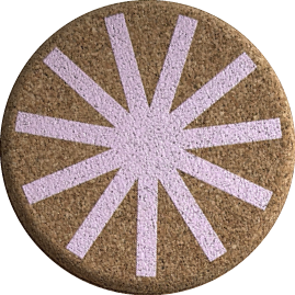 Sunburst Pink (Round) — scandi geometric cork coaster