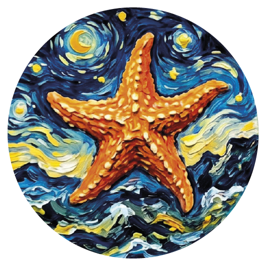 Van Gogh Starfish 03 — Van Gogh-style cork coaster