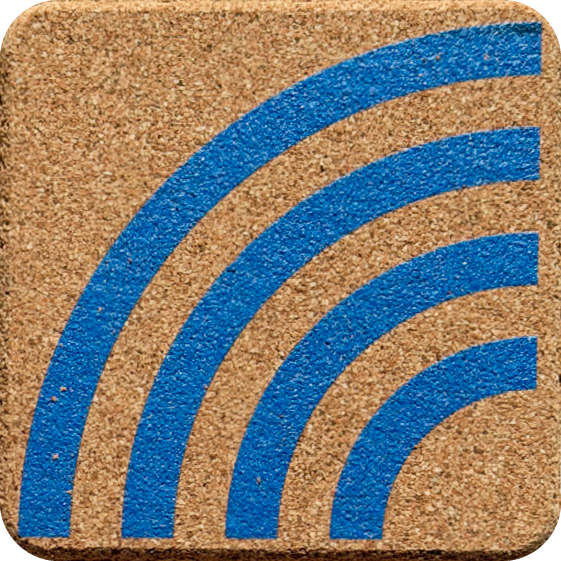 Blue Rainbows 2 (Square) — designer art coaster on premium cork