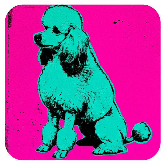 Warhol Poodle 02 — Warhol-style pop art cork coaster