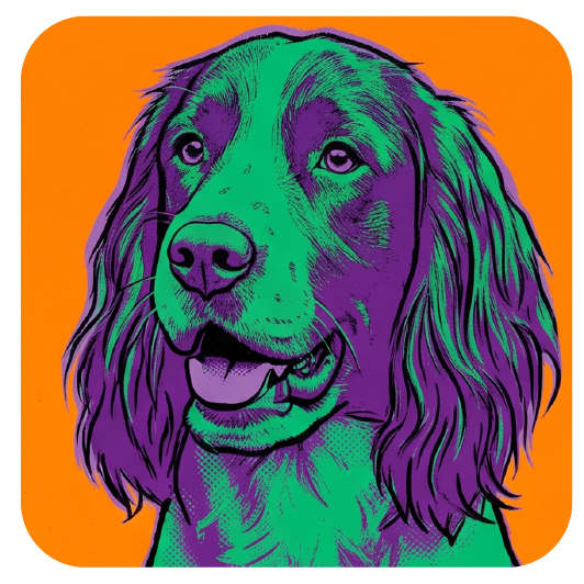 Warhol Spaniel 01 — Warhol-style pop art cork coaster