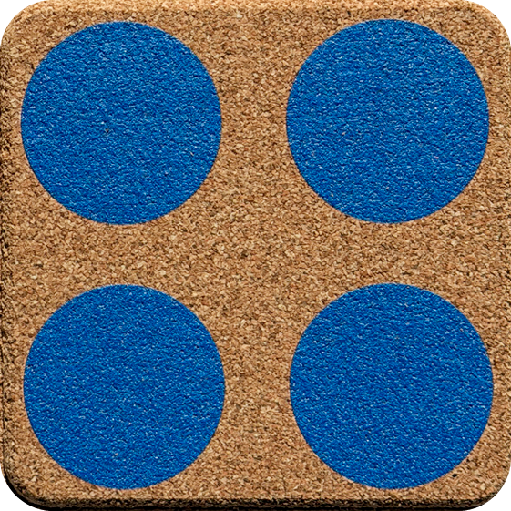 Striking Blue Roundies 3 (Square) — designer art coaster on premium cork
