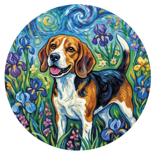 Van Gogh Beagle 01 — Van Gogh-style cork coaster