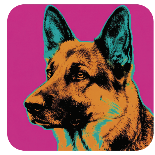 Warhol German Shepherd 04 coaster design