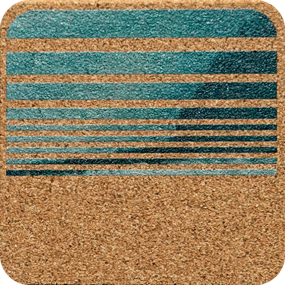 Teal Wash Lines 2 (Square) — designer art coaster on premium cork