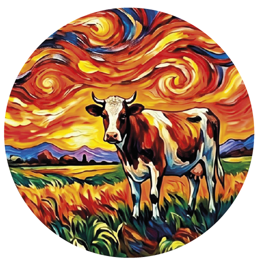 Van Gogh Cow 02 — Van Gogh-style cork coaster