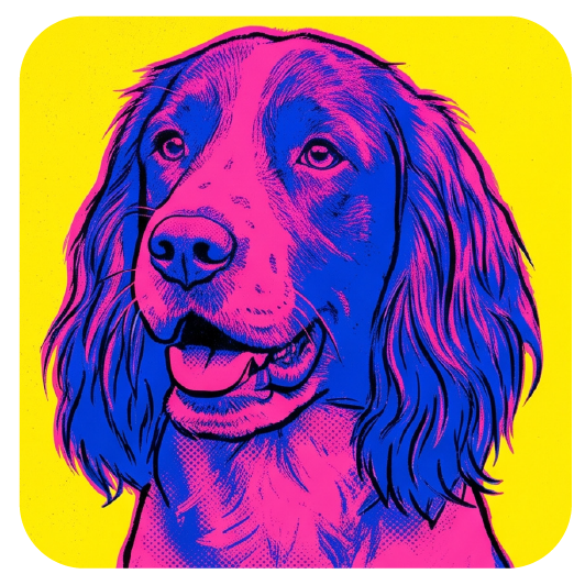Warhol Spaniel 02 — Warhol-style pop art cork coaster